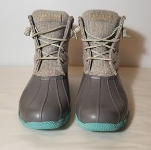 Sperry Saltwater Duck Boots Aqua Turquoise Grey